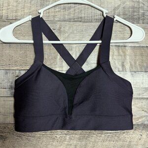 Under Armour Women Sports Bra Purple Sz S 7.1 Mesh Fitted Low Impact Cross Back